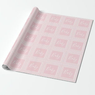 Cadeau Papier d'enveloppement pour bébé rose en bois
