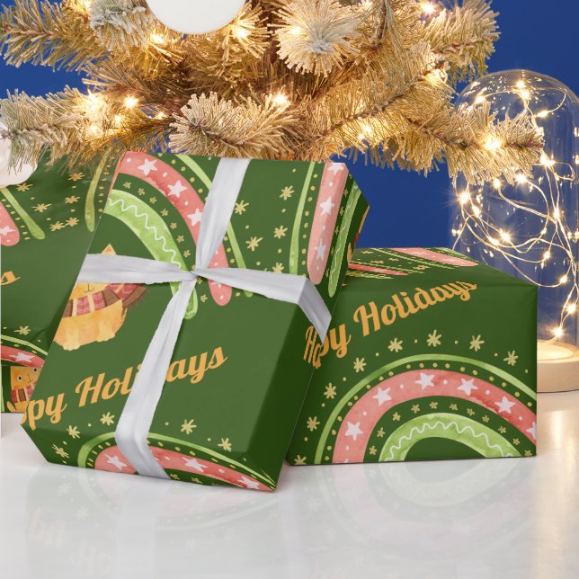 Cadeau Papier d'enveloppement pour chat et arc-en-ciel (Vacances)