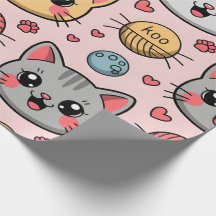 Papier d'enveloppement pour chats mignons - Kawaii