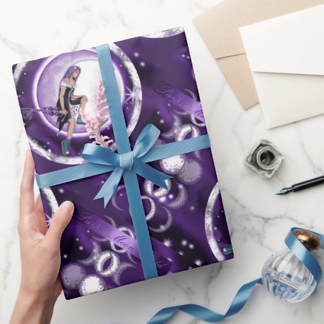 Cadeau Papier d'enveloppement pour enfant de lune violett (Cadeaux)