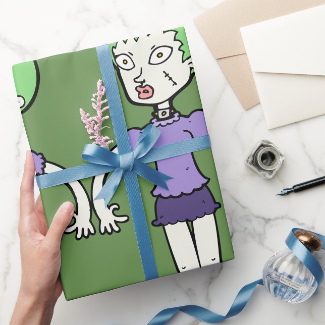 Cadeau Papier d'enveloppement pour femme Zombie (Créateur téléchargé)