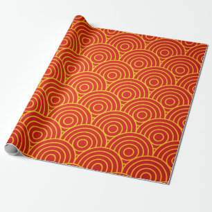 Cadeau Papier d'enveloppement pour le nouvel an rouge or
