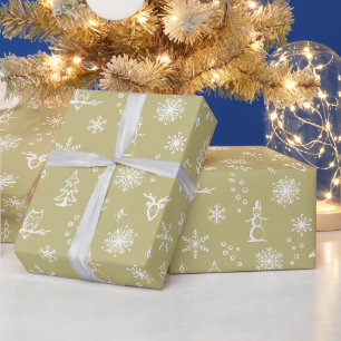 Cadeau Papier d'enveloppement pour objets d'hiver - Or +