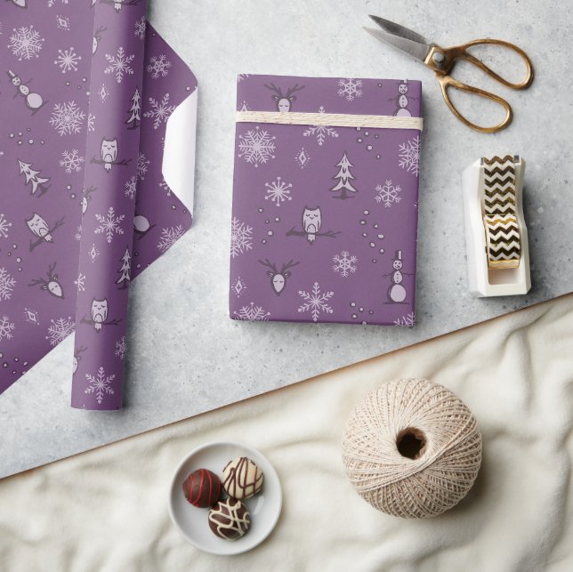 Cadeau Papier d'enveloppement pour objets d'hiver - prune (Artisanat)