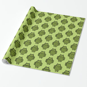 Cadeau Papier d'enveloppement pour robot Android vert mig