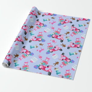 Cadeau Papier d'enveloppement pour scooter de Noël rose 