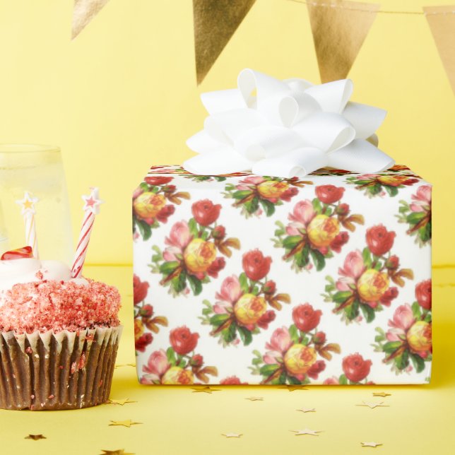 Cadeau Papier d'enveloppement pour thé Rose anglais (Fête d'anniversaire)