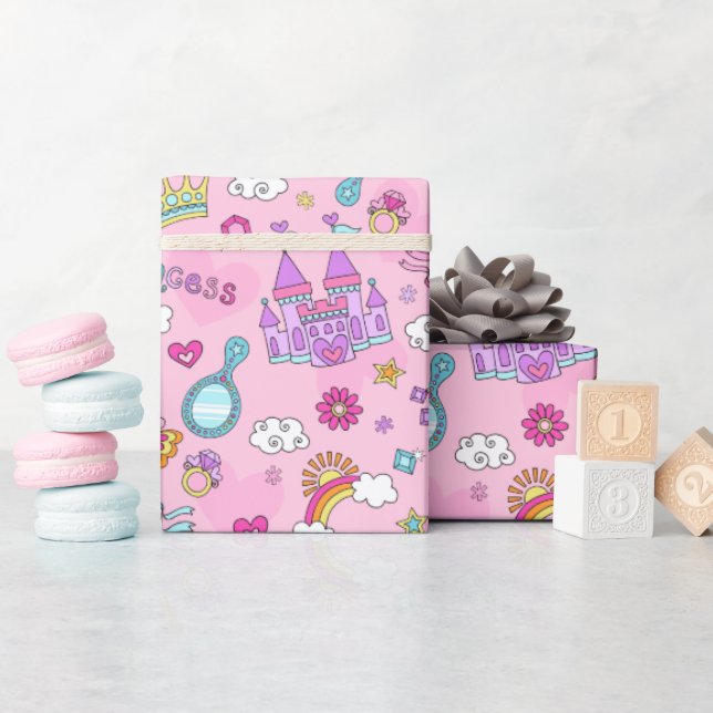 Cadeau Papier d'enveloppement Princesse Rose, 30 po x 6 p (Baby Shower)