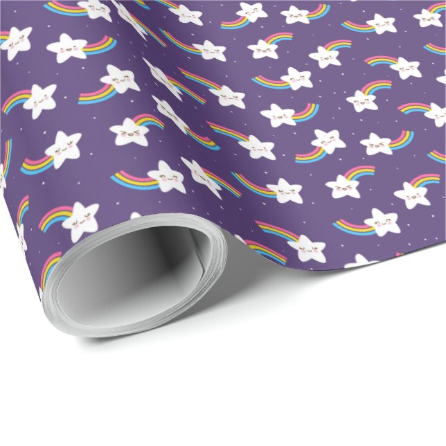 Cadeau Papier d'enveloppement Rainbow Stars (Coin rond)