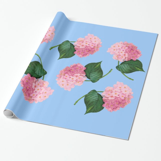 Cadeau Papier d'enveloppement Redoute Hydrangea rose (Déroulé)