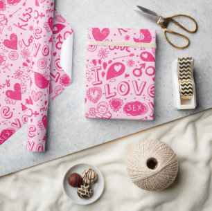 Cadeau Papier d'enveloppement romantique Motif chaud et d