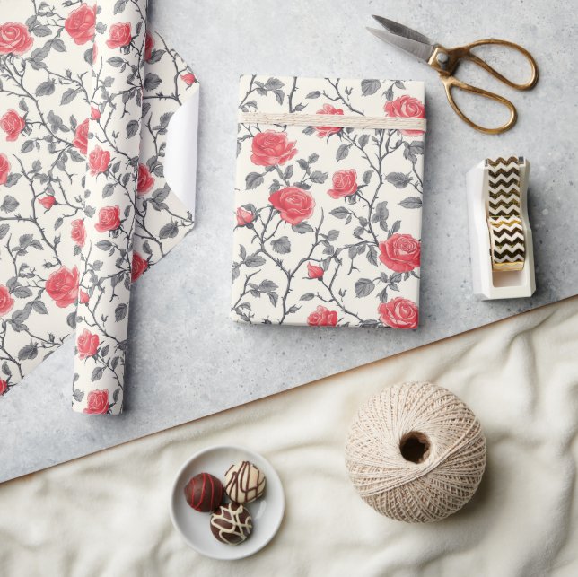 Cadeau Papier d'enveloppement Rose classique (Artisanat)