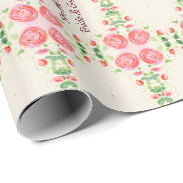 Cadeau Papier d'enveloppement rose de mariée et de chambr (Coin rond)