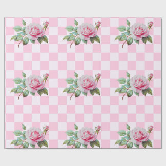 Cadeau Papier d'enveloppement rose en fleurs roses