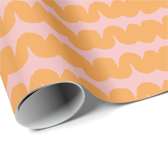 Cadeau Papier d'enveloppement rose orange ondulé (Coin rond)