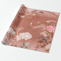 Papier d'enveloppement rose Peony Chinoiserie