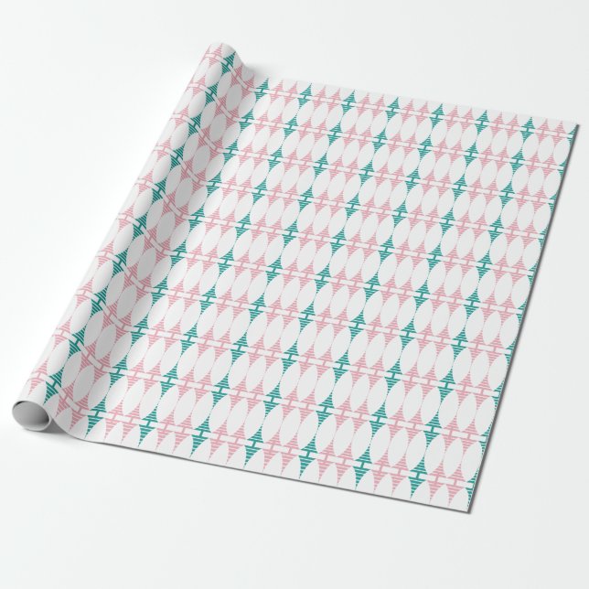 Cadeau Papier d'enveloppement rose rétro et marquis aqua (Déroulé)