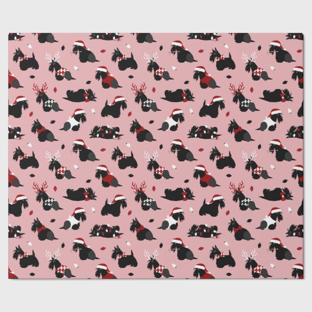 Cadeau Papier d'enveloppement rose Terrier écossais de No (Couture)