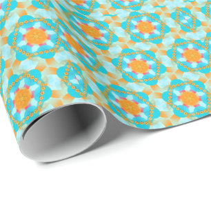Cadeau Papier d'enveloppement rose Turquoise Hexagon