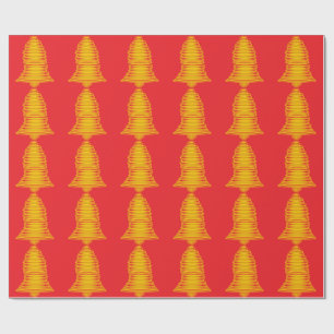 Cadeau Papier d'enveloppement rouge Bell Or