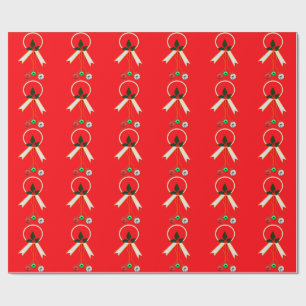 Cadeau Papier D'Enveloppement Rouge De Serres D'Or Et Bla