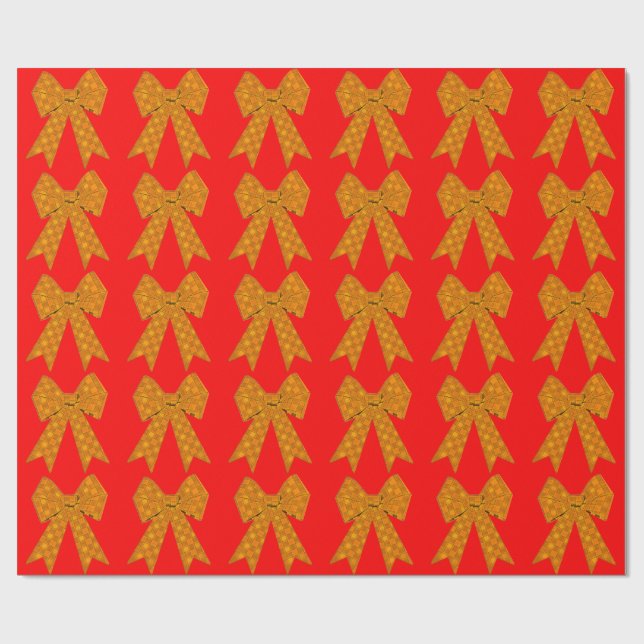 Cadeau Papier d'enveloppement rouge or Bow (Plat)