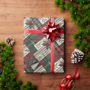 Cadeau Papier d'enveloppement rustique de Noël vert