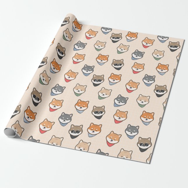 Cadeau Papier d'enveloppement Shiba Inu (Déroulé)
