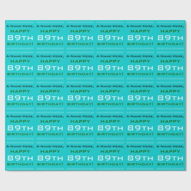 Cadeau Papier d'enveloppement simple 89e anniversaire (Plat)