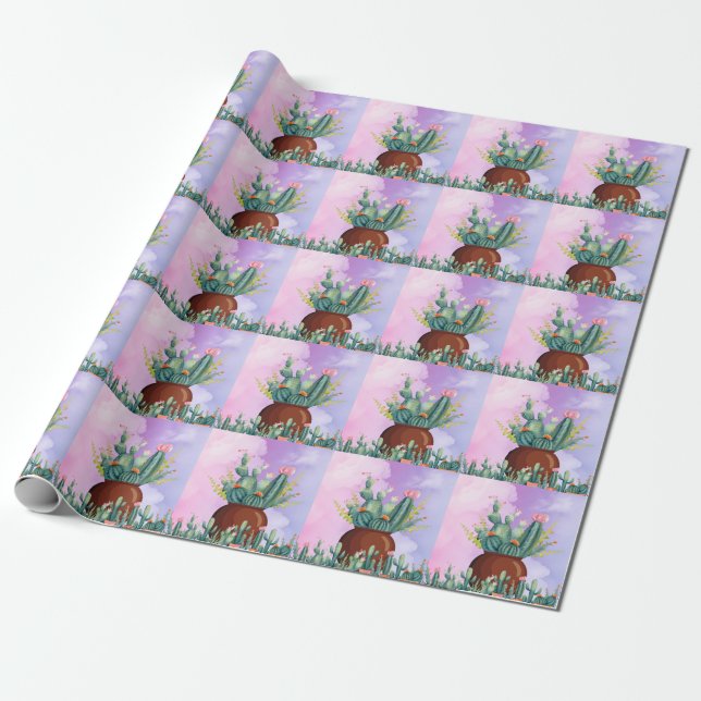 Cadeau Papier d'enveloppement Sunrise Cactus (Déroulé)