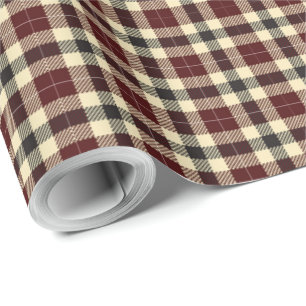 Cadeau Papier d'enveloppement tartan noir et bordeaux