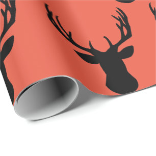 Cadeau Papier d'enveloppement - Tête de cerf orange/rouge