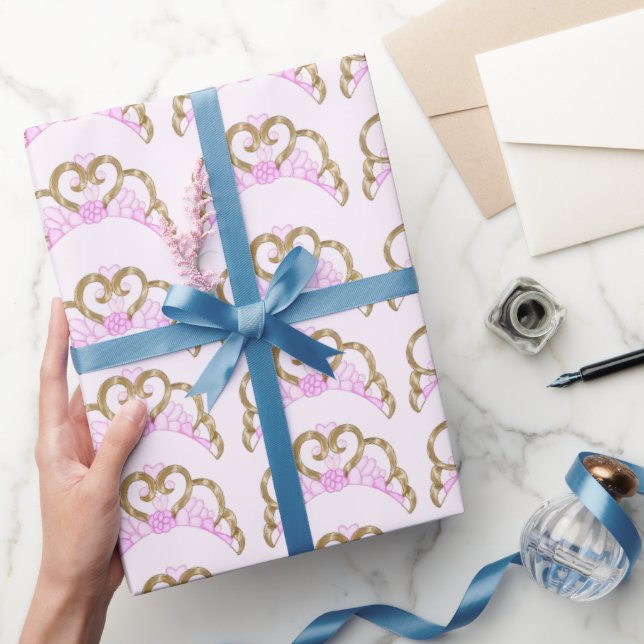 Cadeau Papier d'enveloppement Tiara rose et or (Cadeaux)