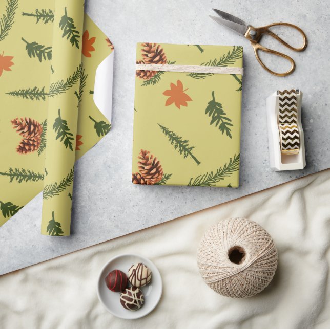 Cadeau Papier d'enveloppement transparent avec Pinecones  (Artisanat)