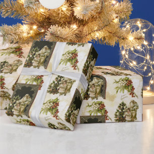 Cadeau Papier d'enveloppement trio de Noël victorien