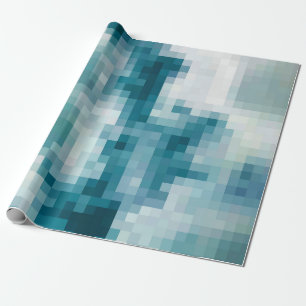 Cadeau Papier d'enveloppement Turquoise de nuages pixé