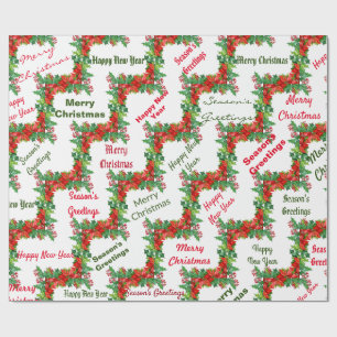 Cadeau Papier d'enveloppement typographique rouge et vert