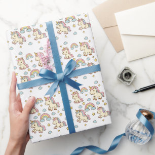 Cadeau Papier d'enveloppement Unicorne Pastel Cute