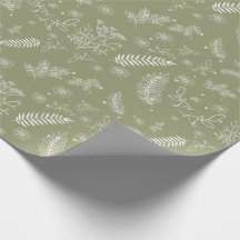 Papier d'enveloppement végétal rustique vert olive
