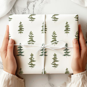 Cadeau Papier d'enveloppement vert blanc de pin
