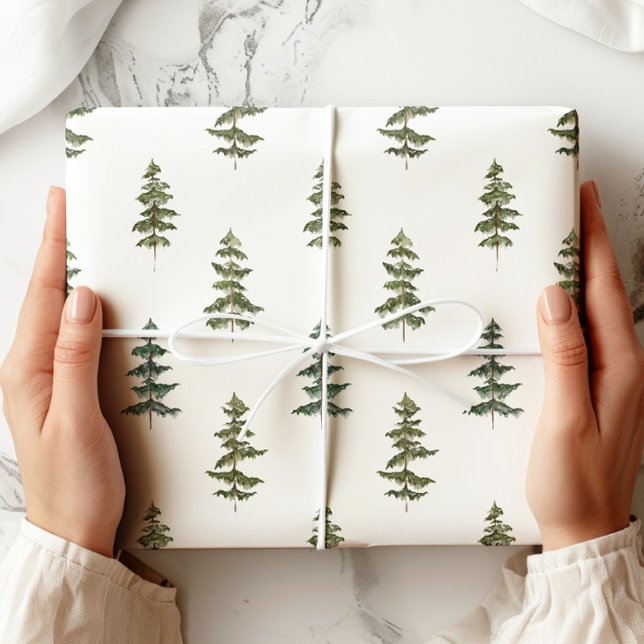 Cadeau Papier d'enveloppement vert blanc de pin (Créateur téléchargé)
