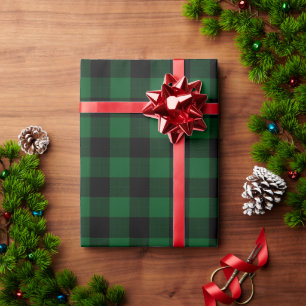 Cadeau Papier d'enveloppement vert de Noël Tartan