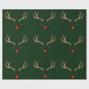 Cadeau Papier d'enveloppement vert foncé Rudolph