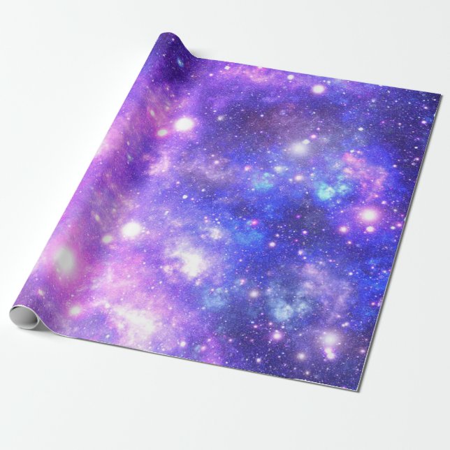 Cadeau Papier d'enveloppement violet de galaxie spatiale (Déroulé)