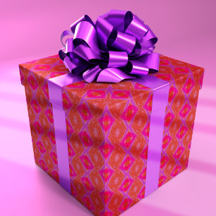 Cadeau Papier Diamant Texture Rose Violet Orange 