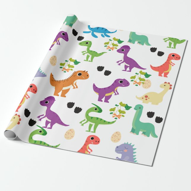 Cadeau Papier Dinosaure Cute Wrapper (Déroulé)