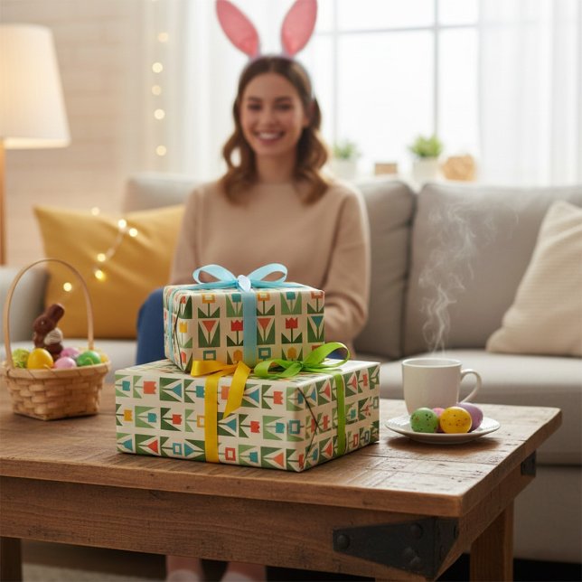 Cadeau Papier écrémé de Pâques avec printemps Abstrait (Créateur téléchargé)