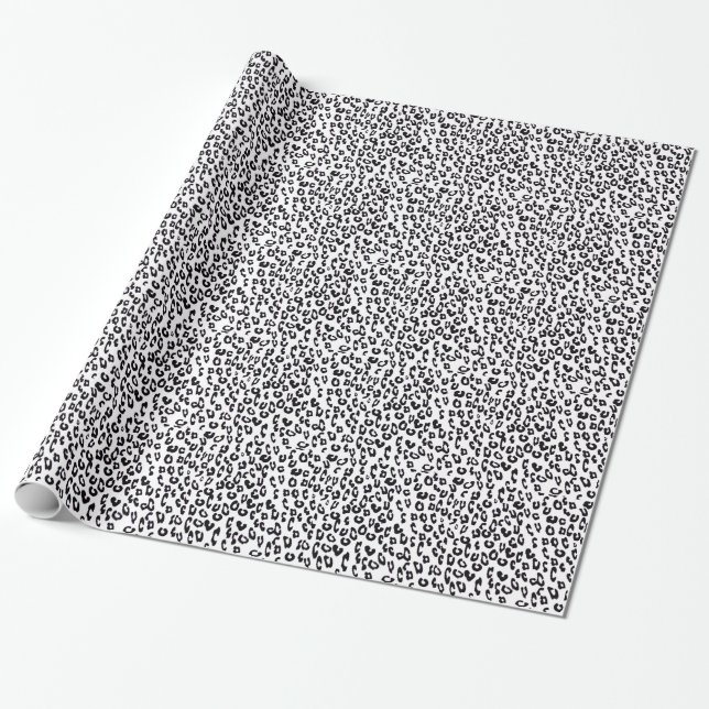 Cadeau Papier Empreinte de léopard noir et blanc (Déroulé)