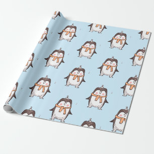 CADEAU PAPIER EN PINGOUIN CLAIR BLEU CUT