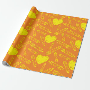 Cadeau Papier Enveloppant Coeur Et Crayon Simples À L'Éco